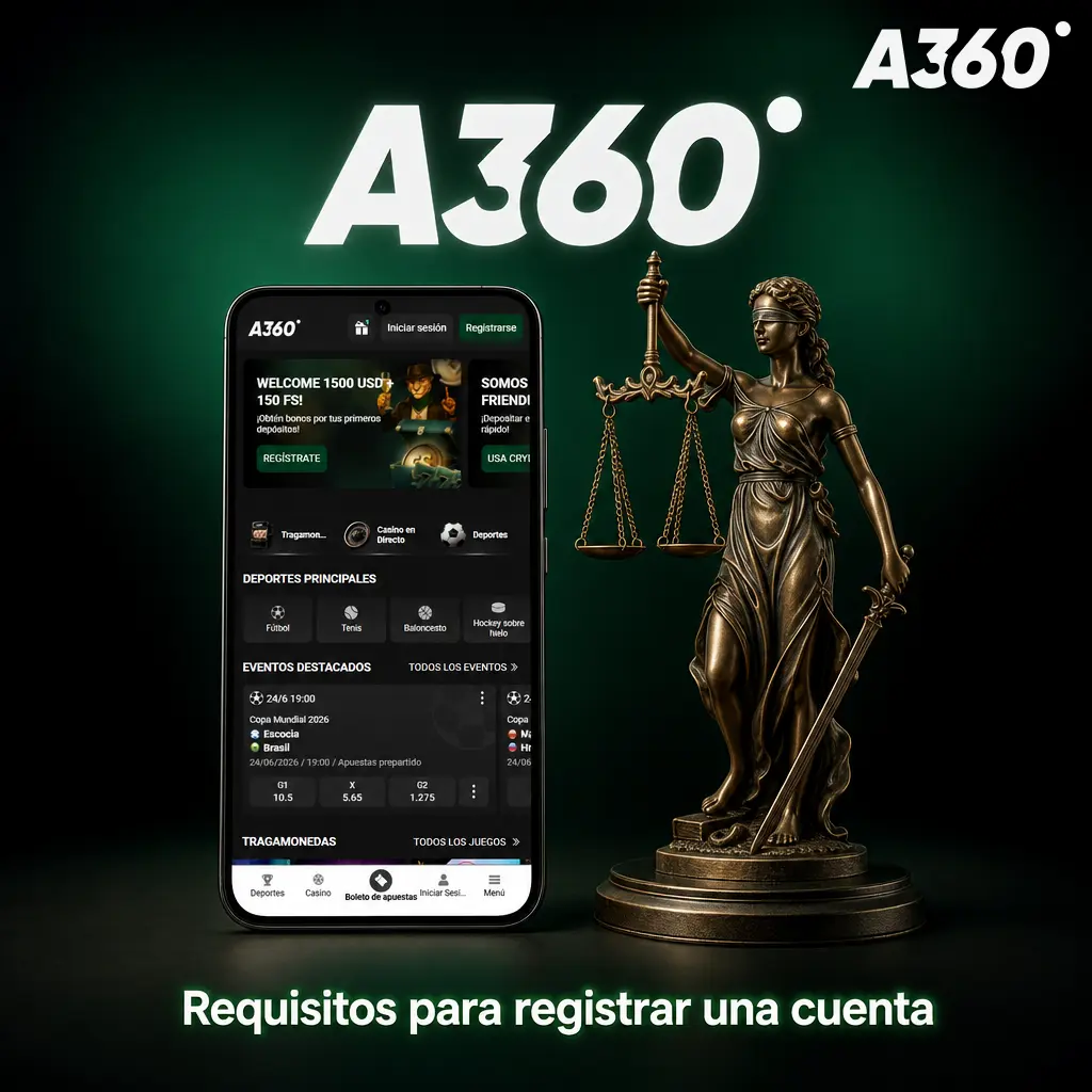 Requisitos para registrar una cuenta: mayoría de edad, datos propios, documento válido y juego responsable