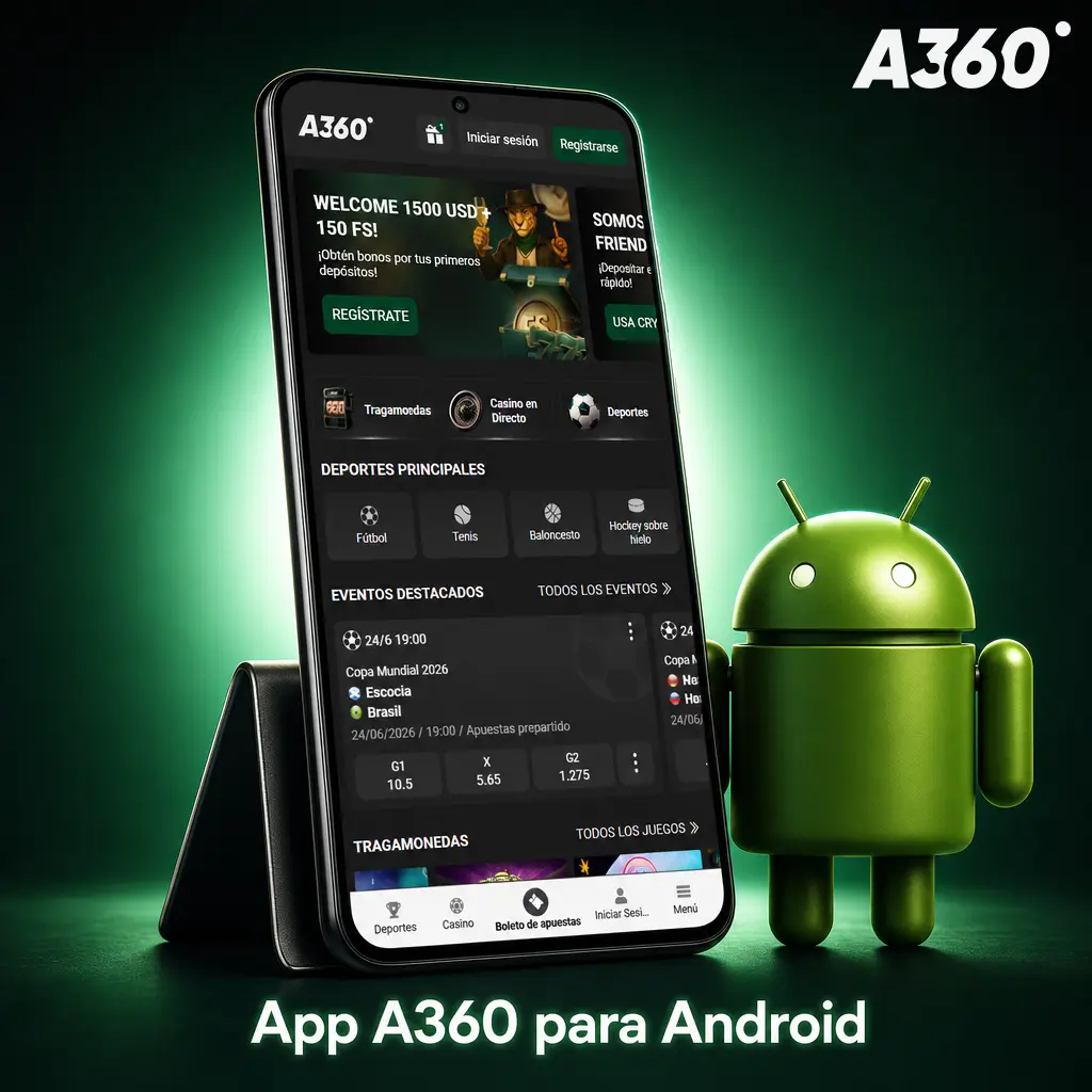 App A360 para Android con descarga APK, requisitos mínimos y actualización para apuestas y casino